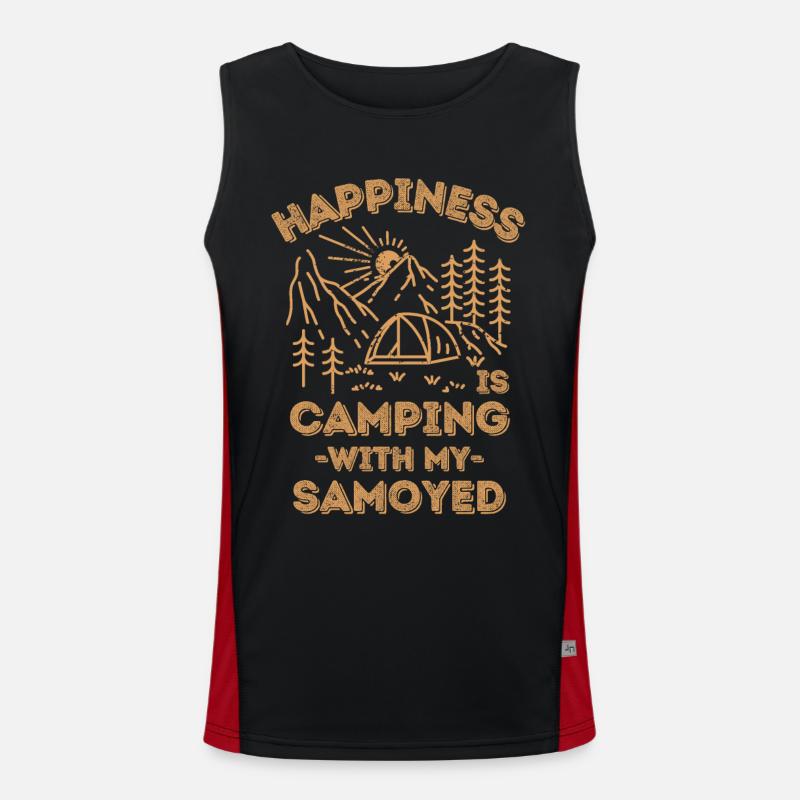 Camping with samoyed - Men's Functional Contrast Tank Top  - black/red