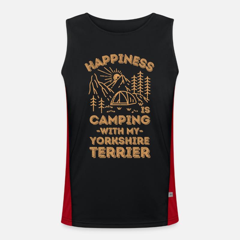 Camping avec yorkshire-terrier Débardeur respirant contrasté Homme 