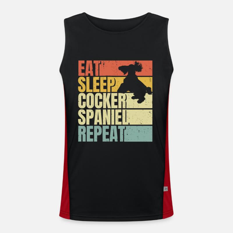 Eat sleep Cocker-spaniel repeat Men's Functional Contrast Tank Top 