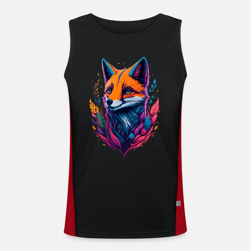 abstract fox - Men's Functional Contrast Tank Top  - black/red