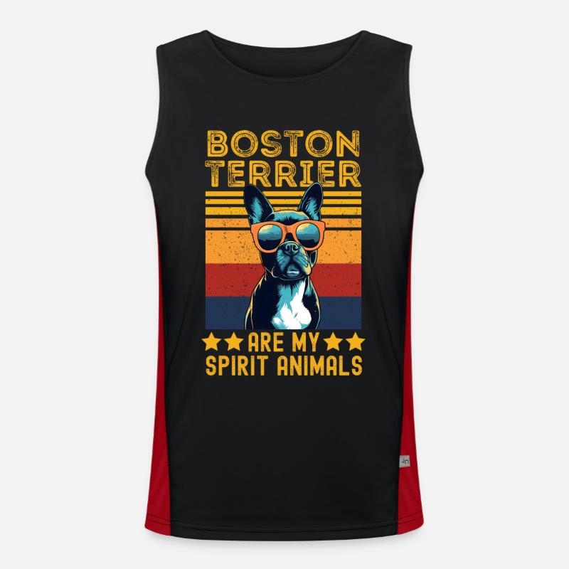 Boston Terrier mit sonnenbrille retro Funktionelles Kontrast-Tank Top für Männer 