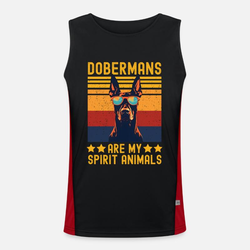 Doberman with sunglasses retro Men's Functional Contrast Tank Top 