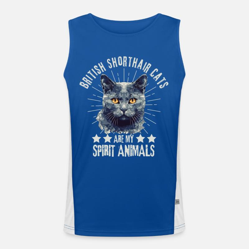 British Shorthair Cat Lover Geometry Men's Functional Contrast Tank Top 