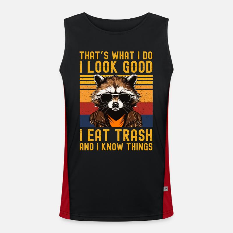 Waschbär mit Sonnenbrille Funktionelles Kontrast-Tank Top für Männer 