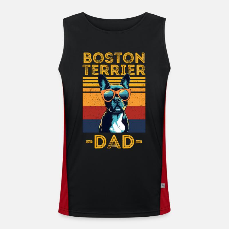 Boston Terrier mit sonnenbrille retro Funktionelles Kontrast-Tank Top für Männer 