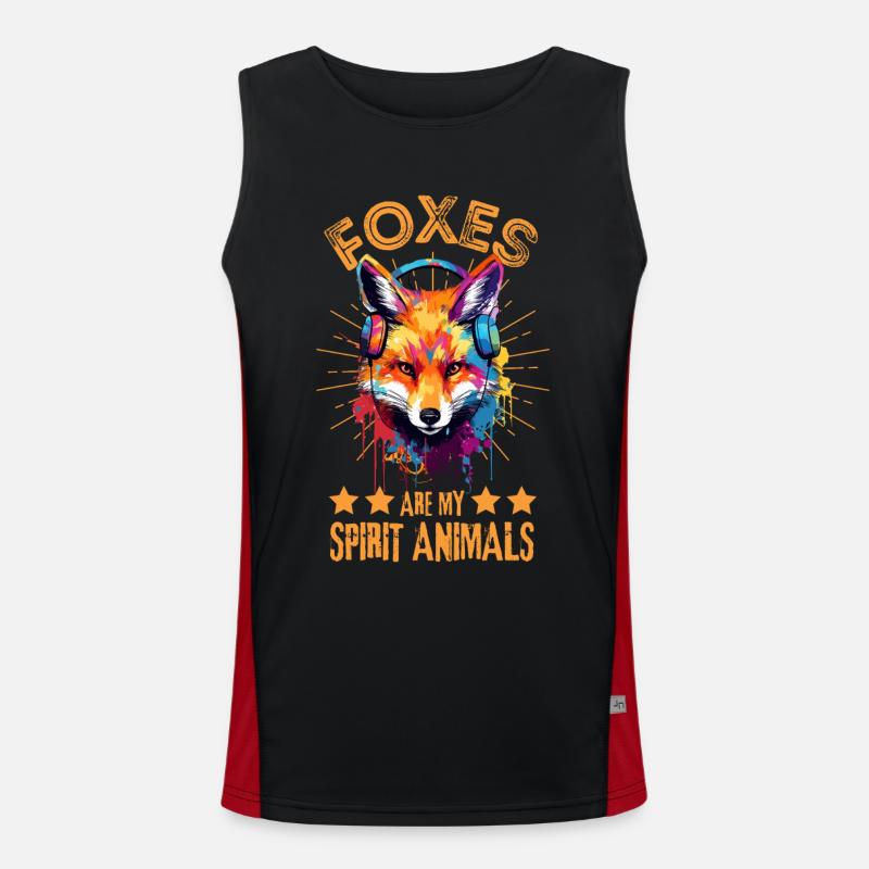 Fuchs mit Kopfhörer Funktionelles Kontrast-Tank Top für Männer 