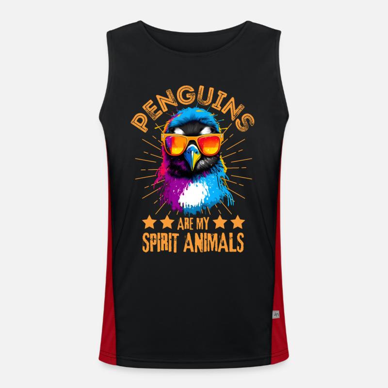 Bunter Pinguin mit Sonnenbrille Funktionelles Kontrast-Tank Top für Männer 