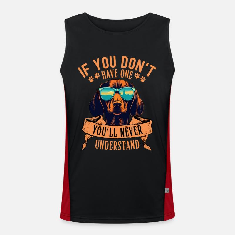 Dachshund with sunglasses Men's Functional Contrast Tank Top 