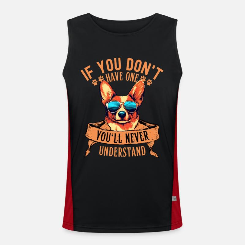 Corgi with sunglasses Men's Functional Contrast Tank Top 