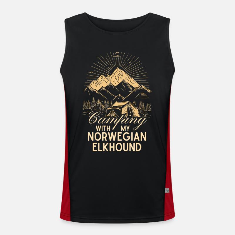 Norwegian Elschhound Camping Camping Elkhound Débardeur respirant contrasté Homme 
