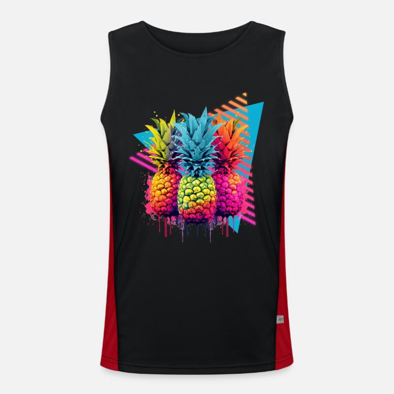 Bunte Ananas Farbklecks Farbspritzer Funktionelles Kontrast-Tank Top für Männer 