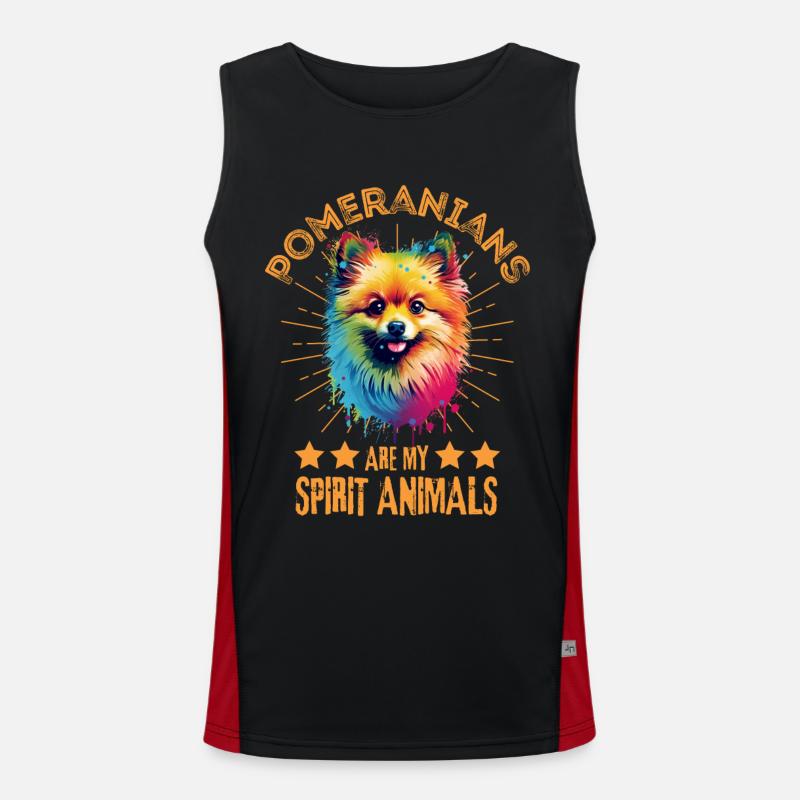 Bunter Zwergspitz Farbkleckse Farbspritzer Funktionelles Kontrast-Tank Top für Männer 