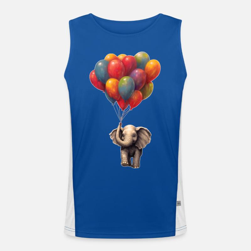 Elefant mit Luftballon Funktionelles Kontrast-Tank Top für Männer 