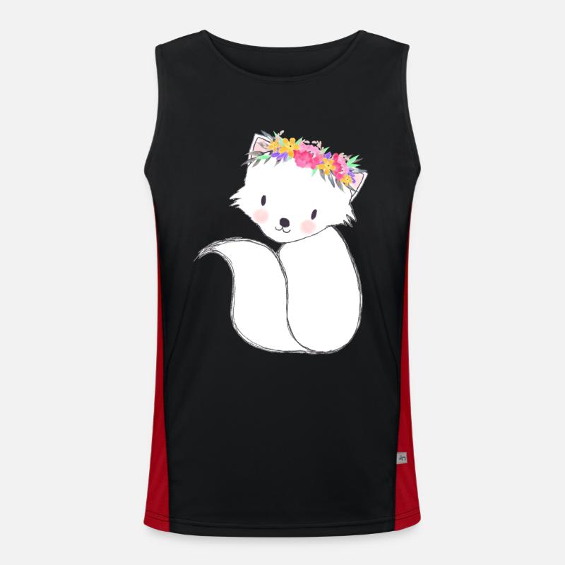 Petit renard mignon avec des fleurs Débardeur respirant contrasté Homme 