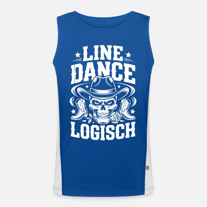 Line Dance Schädel Cowboy Funktionelles Kontrast-Tank Top für Männer 