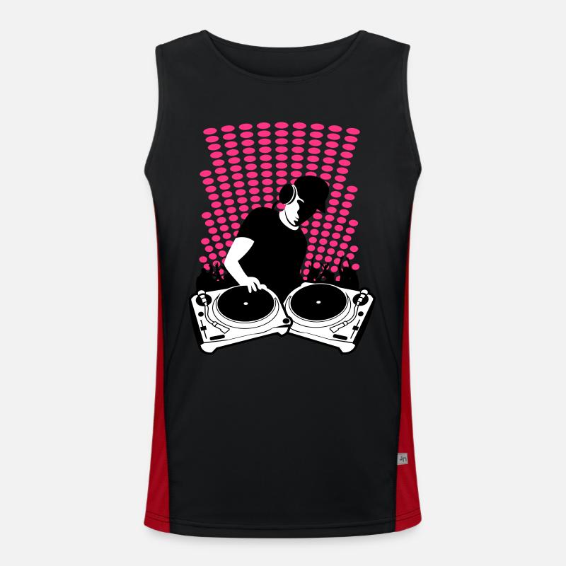 DJ mit Turntables Funktionelles Kontrast-Tank Top für Männer 