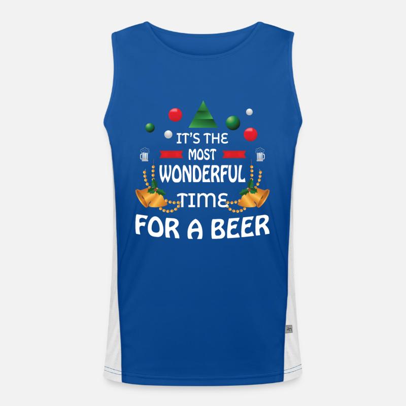 Weihnachts Bier Funktionelles Kontrast-Tank Top für Männer 