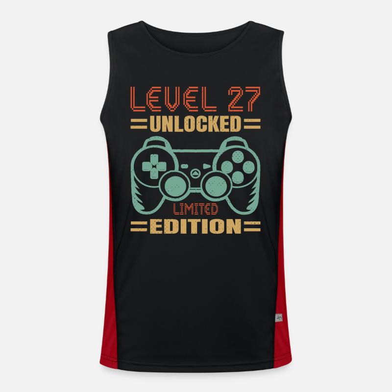 Geburtstag Level 27 freigeschaltet Funktionelles Kontrast-Tank Top für Männer 