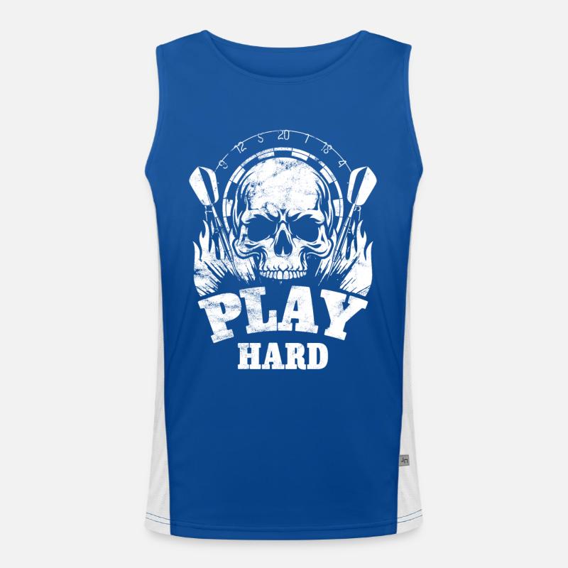 Dart Totenkopf - Play Hard Funktionelles Kontrast-Tank Top für Männer 