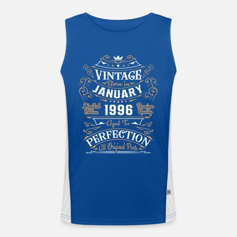 Vintage Januar 1996, Retro Geburtstagsgeschenk Funktionelles Kontrast-Tank Top für Männer 