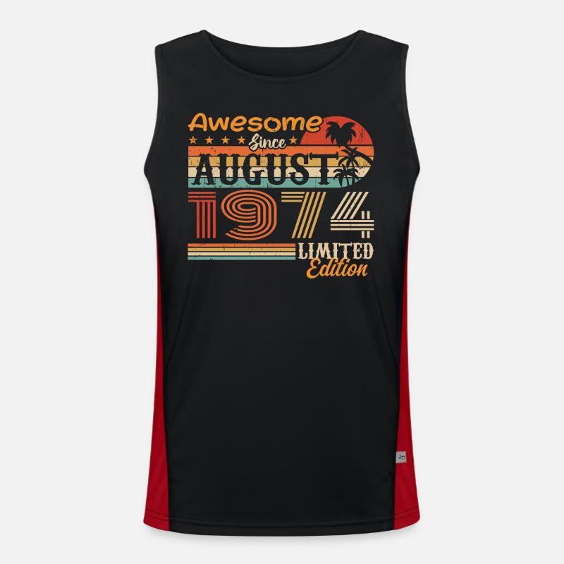 1974 August Geschenkidee August 1974 Funktionelles Kontrast-Tank Top für Männer 