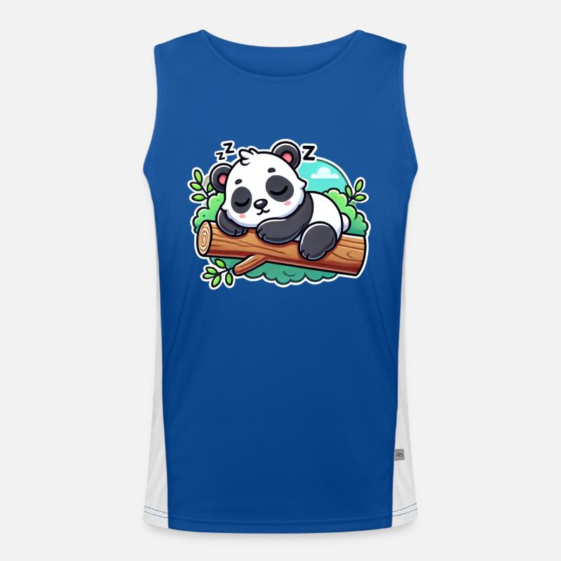 Sleeping panda on a branch Men's Functional Contrast Tank Top 
