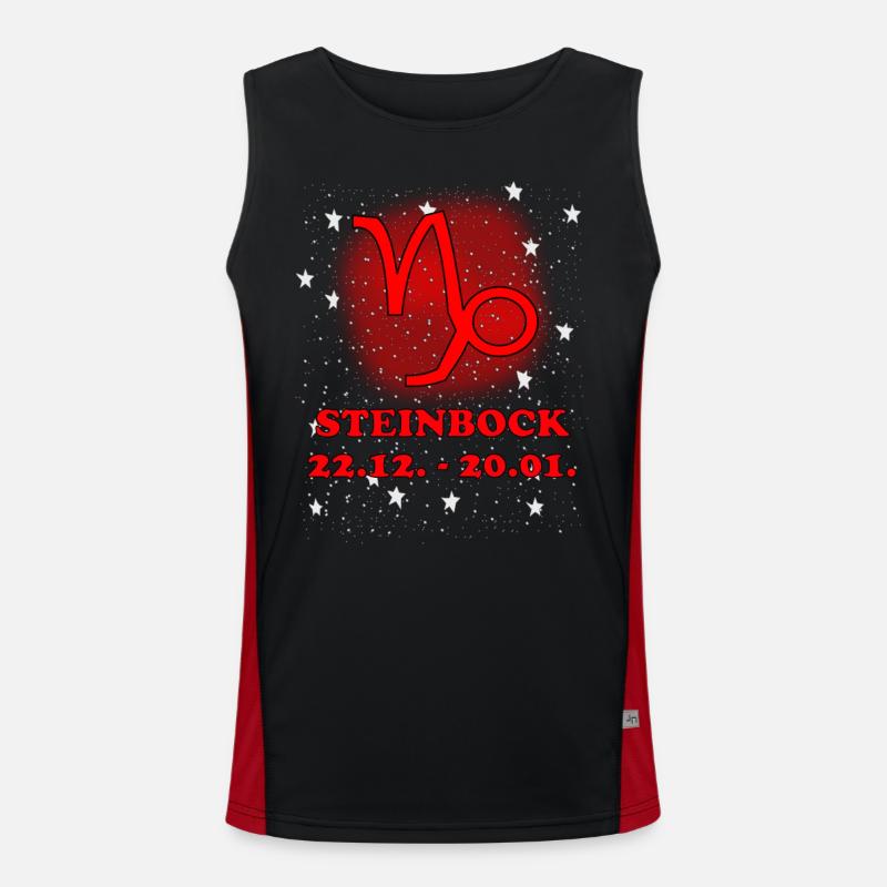 Sternzeichen Steinbock Symbol mit Sternenhimmel Funktionelles Kontrast-Tank Top für Männer 