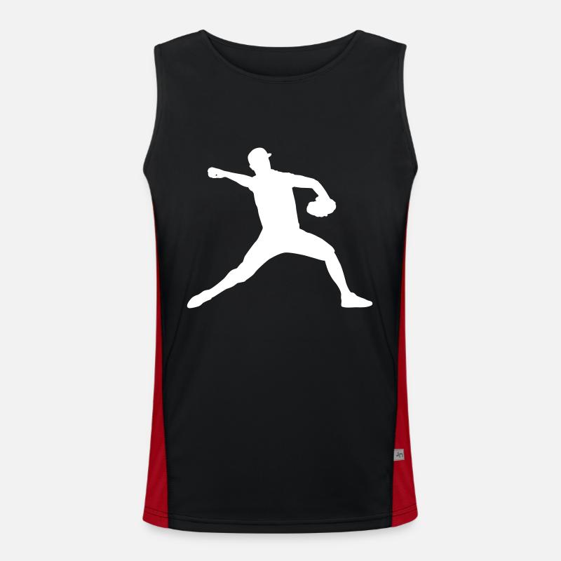 Baseball Batting Ball Pitcher Gift - Men's Functional Contrast Tank Top - black/red