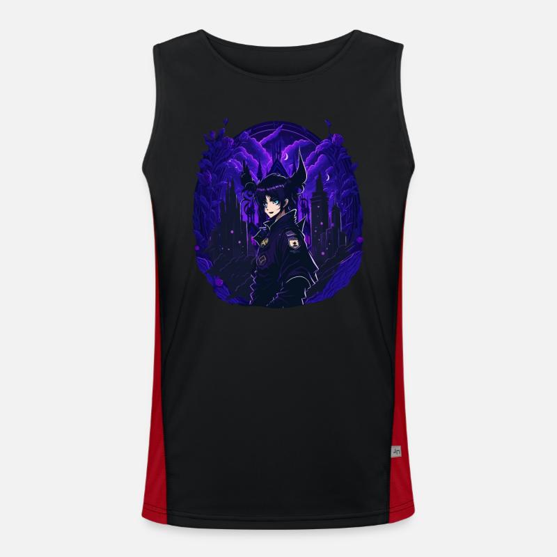 Goth Anime Girl dark night Men's Functional Contrast Tank Top 