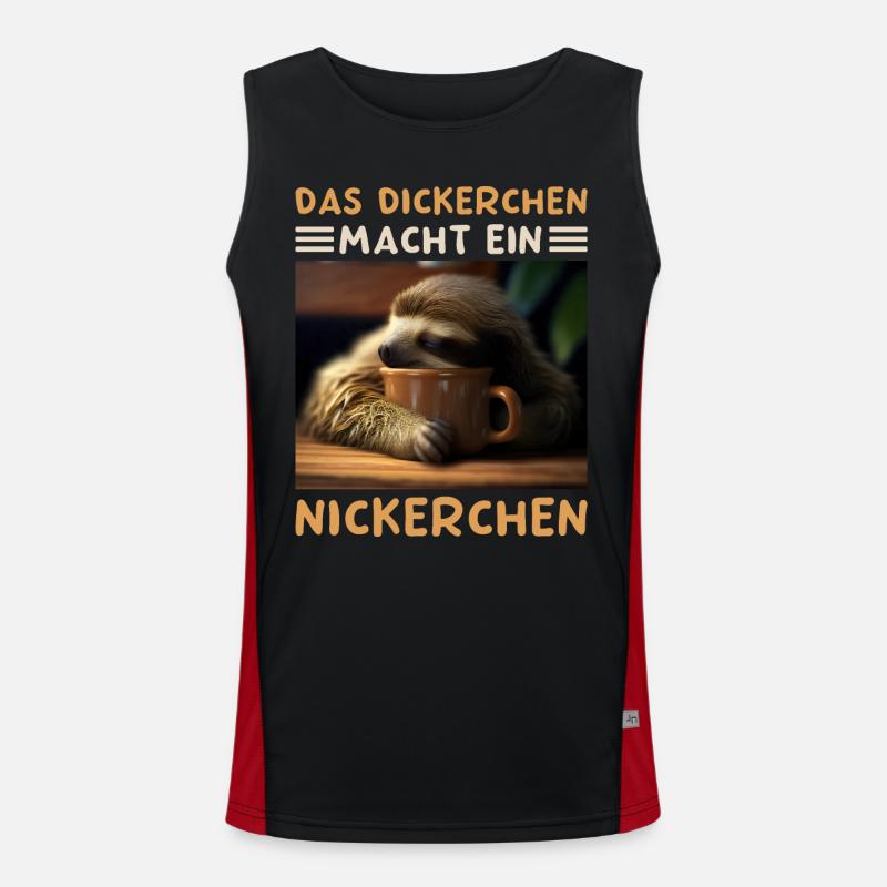 Das Dickerchen Macht Ein Nickerchen Morgenmuffel Funktionelles Kontrast-Tank Top für Männer 