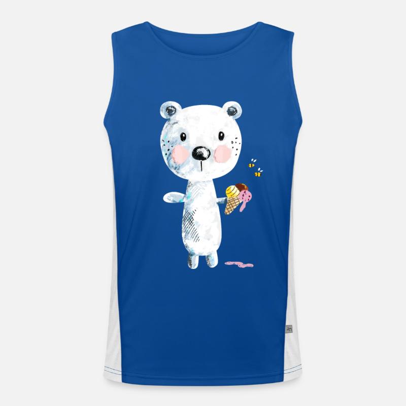 Niedlicher Eisbär Mit Eiscreme Und Bienen Comic Funktionelles Kontrast-Tank Top für Männer 