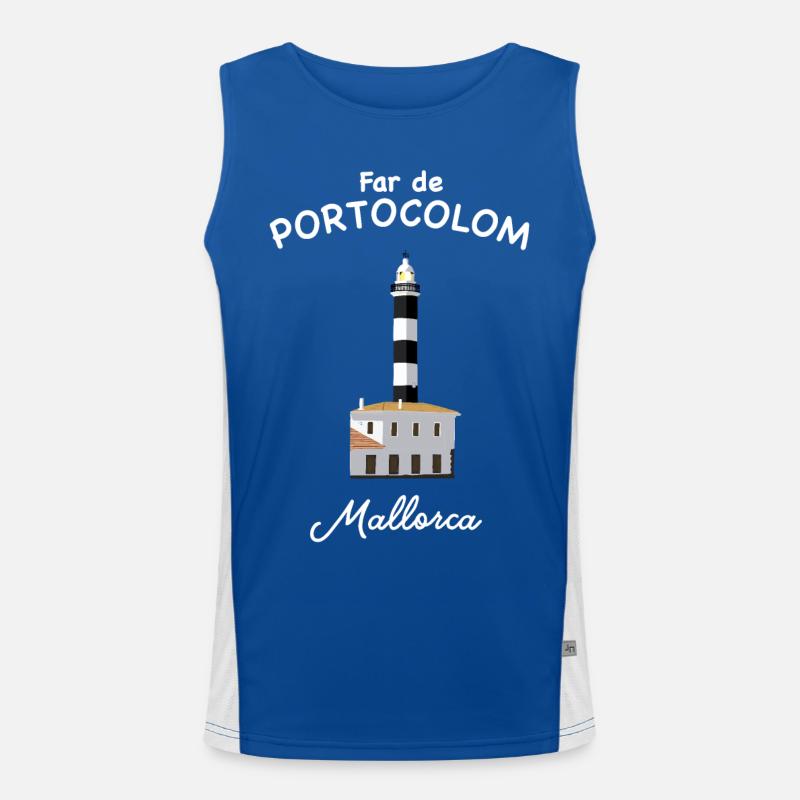 Mallorca, Portocolom, Leuchtturm Funktionelles Kontrast-Tank Top für Männer 