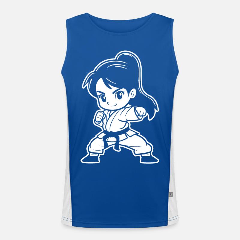 Kleines Karate Mädchen Comic Funktionelles Kontrast-Tank Top für Männer 