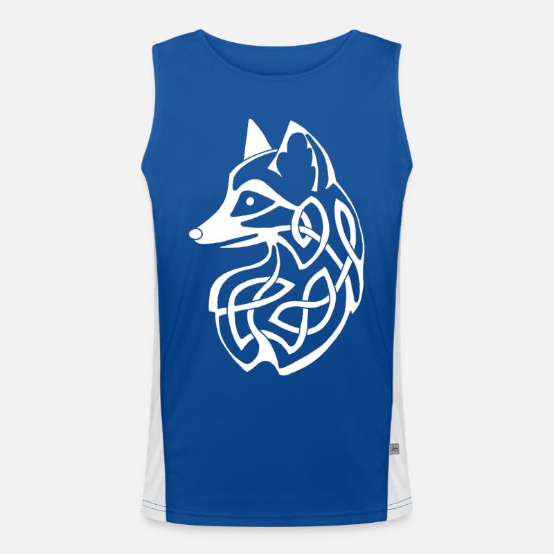 Weißer Keltischer Fuchs Funktionelles Kontrast-Tank Top für Männer 