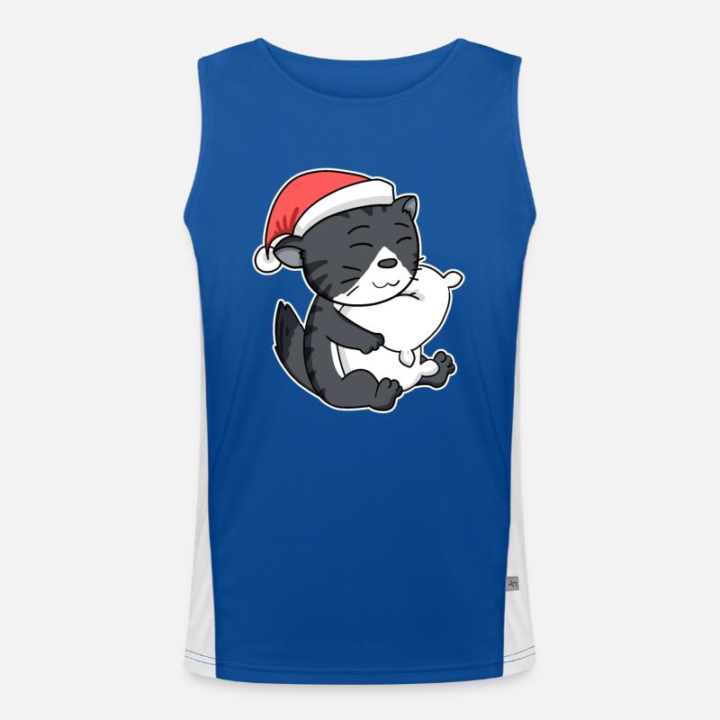 Chat de forêt norvégien Chat Noël endormi Débardeur respirant contrasté Homme 
