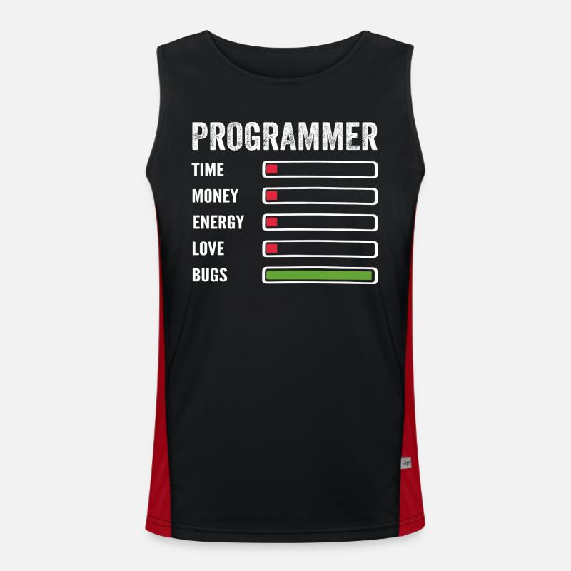 Developer Humor Programmer Coder - Men's Functional Contrast Tank Top - black/red