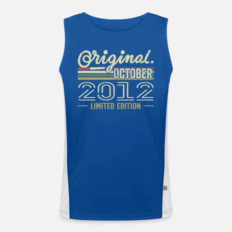 Born in October 2012 Retro Birthday October 2012 Men's Functional Contrast Tank Top 