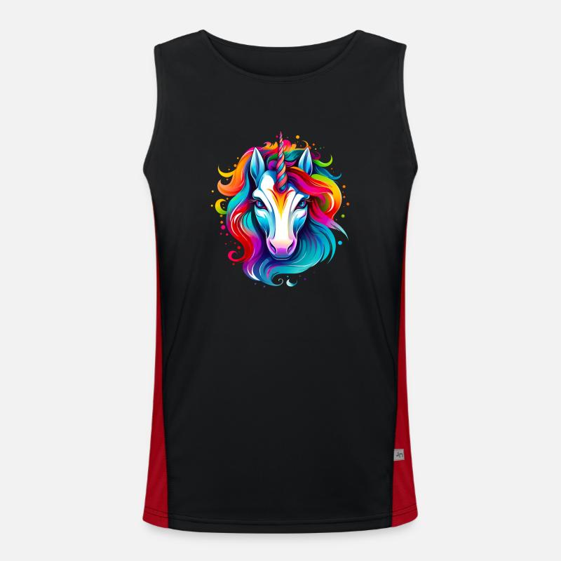 Rainbow unicorn with colorful mane Men's Functional Contrast Tank Top 