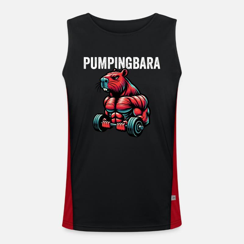 Pumpingbara - Capybara - Men's Functional Contrast Tank Top - black/red
