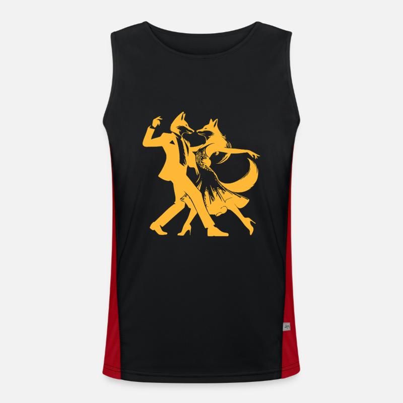 Orange foxes dancing tango Men's Functional Contrast Tank Top 