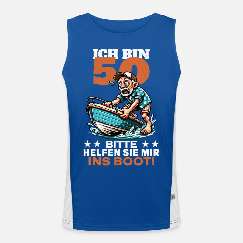 ICH BIN 50 BITTE HELFEN SIE MIR INS BOOT Funktionelles Kontrast-Tank Top für Männer 