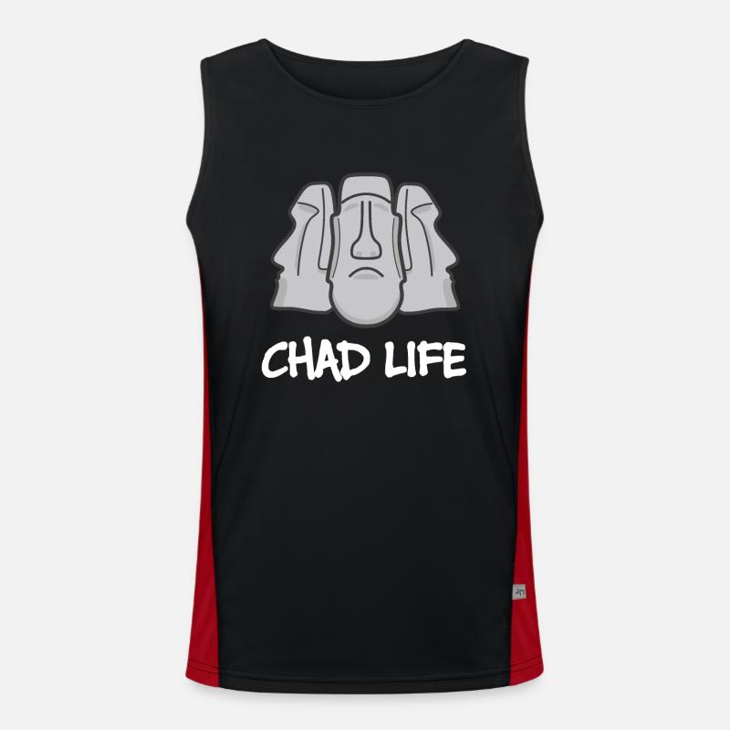 Chad Life : Giga Chad Moai Statue Men's Functional Contrast Tank Top 