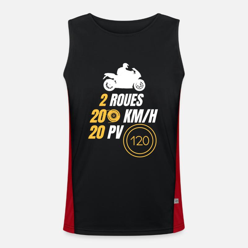 2 roues, 200 km/h, 20 PV Débardeur respirant contrasté Homme 