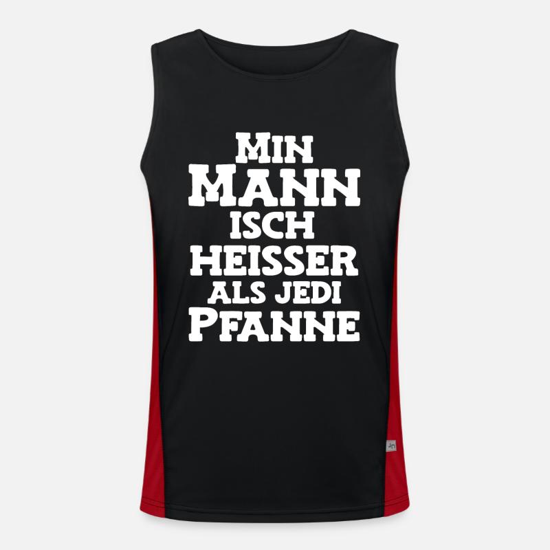 Mann isch heisser als jede Pfanne Schweiz Ehemann Funktionelles Kontrast-Tank Top für Männer 