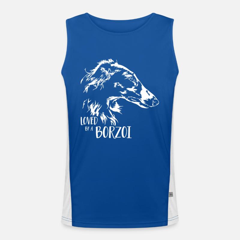 BARSOI loved by a BORZOI Hundespruch Wilsigns Funktionelles Kontrast-Tank Top für Männer 