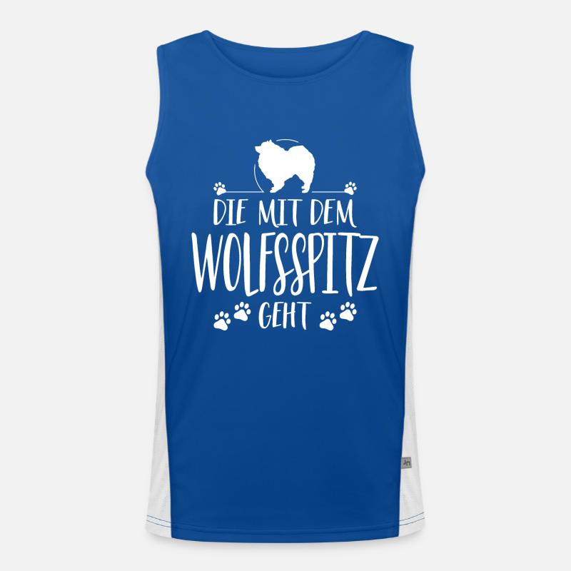 DIE MIT WOLFSSPITZ GEHT Hundespruch Hunde Funktionelles Kontrast-Tank Top für Männer 