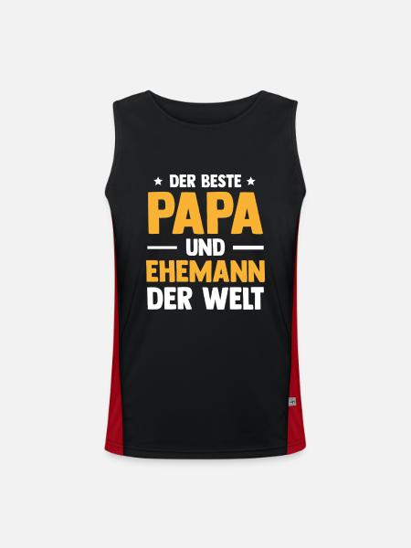 Best Dad and Husband Men's Day Father's Day - Men's Functional Contrast Tank Top  - black/red - Front