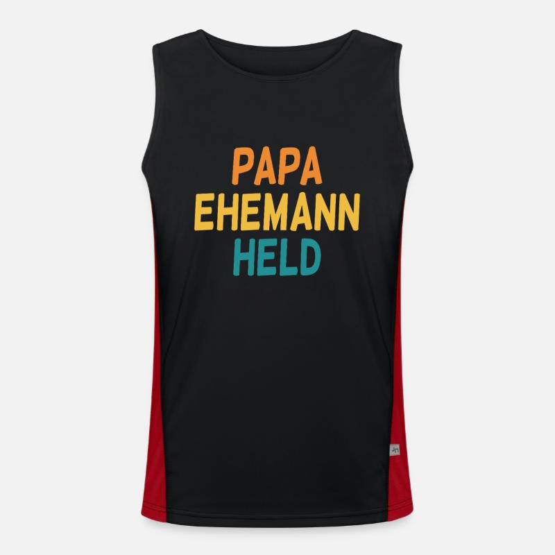 Dad, husband, hero, men's day and hiking day Men's Functional Contrast Tank Top 