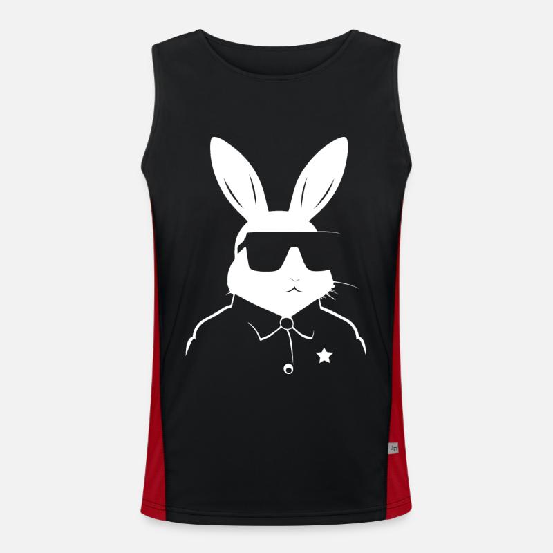 Funny Rabbit Sunglasses Cool Sunglas Rabbit Men's Functional Contrast Tank Top 