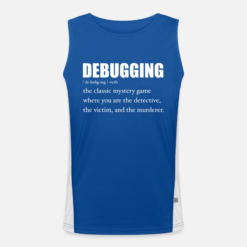 Programmer Debugging Definition Funny IT Developer Men's Functional Contrast Tank Top 